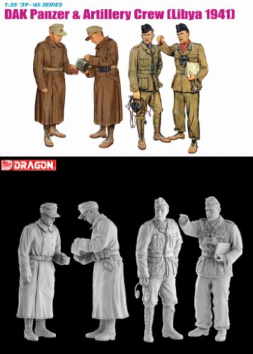 Set 4 Figuras DAK Panzer y Artillería 1/35 miniatura 1