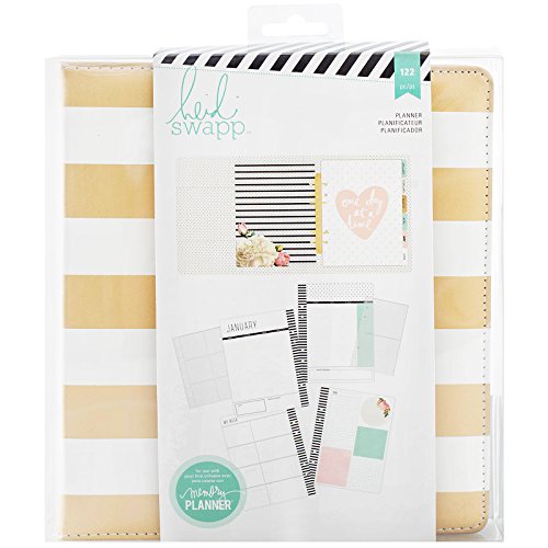 Heidi Swapp Large Memory Planner by American Crafts | Gold and White Striped | 122 Pieces