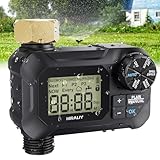 HIRALIY Water Timer for Garden Hose, Programmable Sprinkler Timer Outdoor, for Irrigation System Garden Watering, Rain Delay/Manual Mode, Brass Connector, IP65 Waterproof