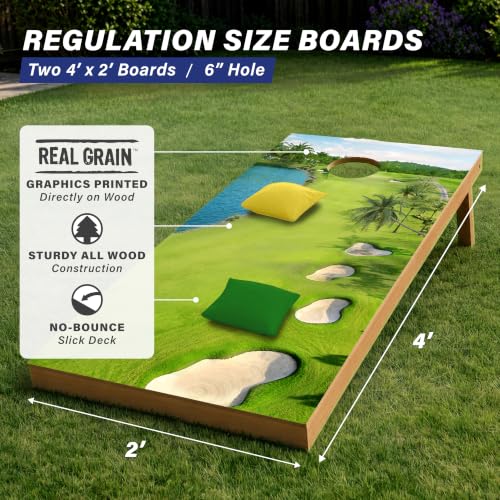 Image of GoSports 4 x 2 ft Regulation Size Wood Cornhole Boards - 10 Vintage Wood Designs (Choose Your Style)
