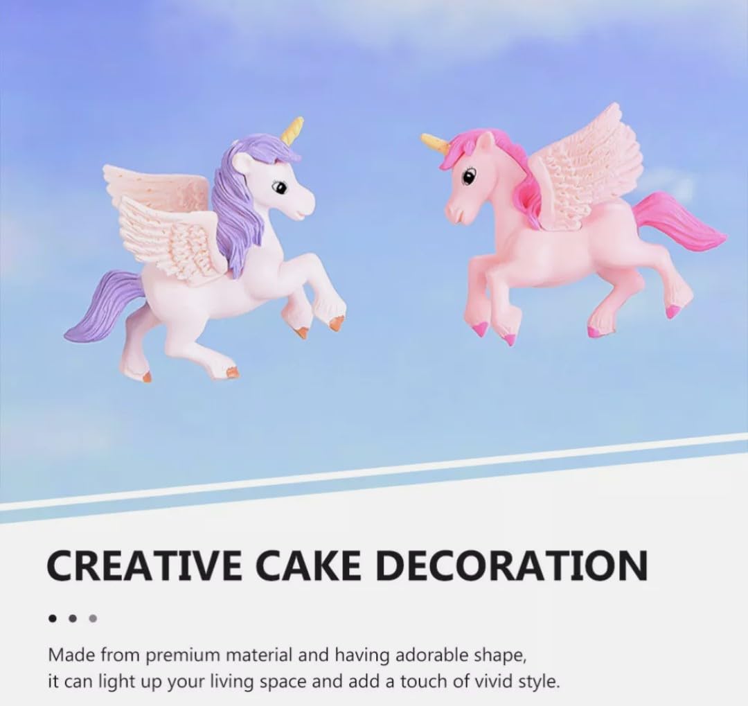 VRB Dec Plastic VRB DecTM 4Pcs Miniature Decor Items/Miniature/Toys for Garden,Toys for Garden/Accessories for Home Decor,Figurines,Cake Decoration Items (Unicorn - 4Pcs), Multicolour 4