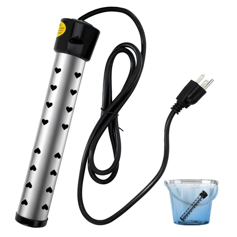 Water Heater Electric, 2000W Fast Heating Portable Water Heater with 304 Stainless Steel Guard & Digital LCD Thermometer, Heats 5 Gallons in Minutes for Camping, Bath & Small Pool