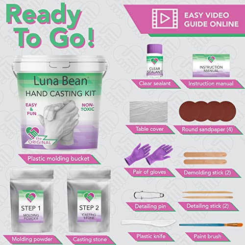 Luna Bean Hand Casting Kit Couples - Plaster Hand Mold Casting Kit, Unique Valentines Gift Ideas For Boyfriend Girlfriend, Gift For Her, Gifts For Him, Anniversary Husband Wife Date Night Activities #TOP5