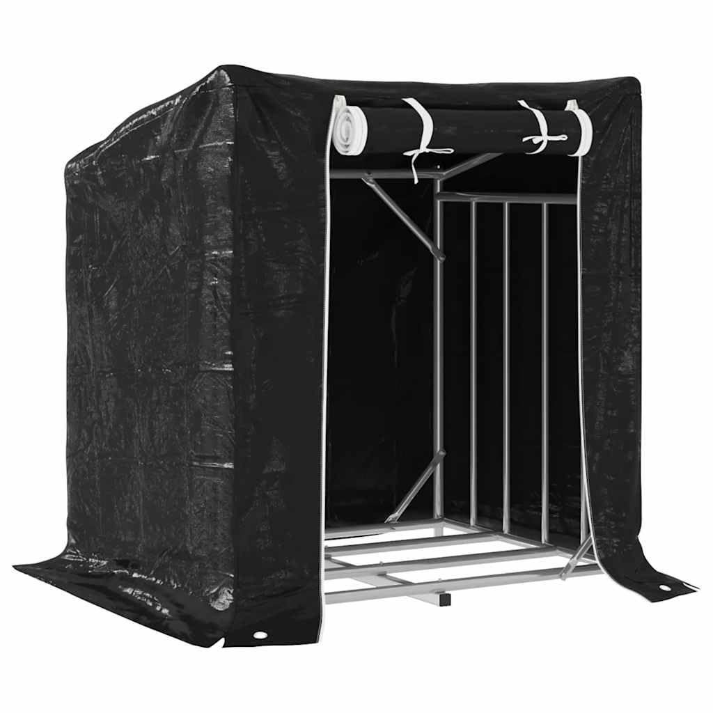vidaXL Leñero Cubierta Lluvia 100,5x80,5x110,5 cm Acero galvanizado, Almacenamiento de leña, Soporte para leña para Chimenea, Almacenamiento de leña para Interior