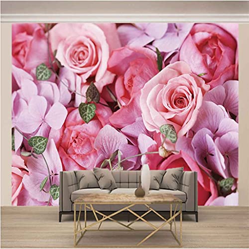 Canevas papier peint 3D fleur rose avec revêtement auto-adhésif