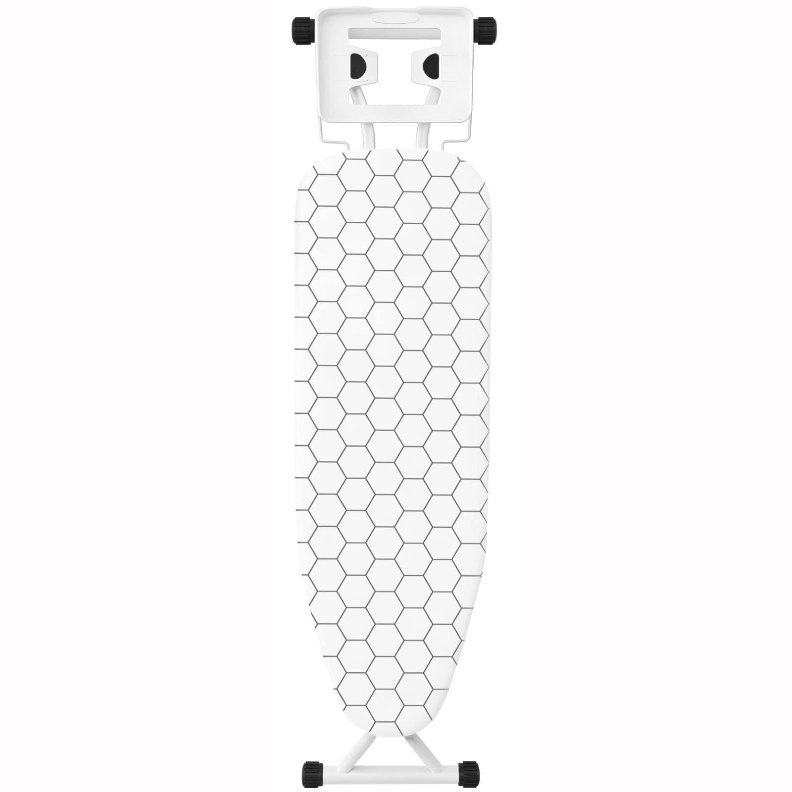 Foldable Ironing Board, Lightweight Iron Board, Adjustable Height, Space-Saving Ironing Stand Heat Resistant Washable Cover with Iron Rest, Non Slip Reinforced Heavy Sturdy Metal Steel Legs, White