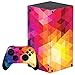 PlayVital Kit de Autocollants Skin Decal pour Xbox Séries X Console,Autocollant Vinyle Cover Sticker pour Xbox Séries X Console Manette-Triangle coloré