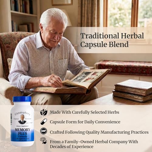 Image of Christopher's Original Formulas Memory Plus Herbal Blend - Brain Supplements for Memory & Focus - Supports Cognitive Function, Energy, & Alertness