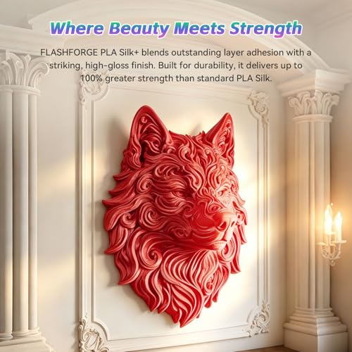 Image of FLASHFORGE Silk+ PLA Filament 1.75mm Red, Silky Texture 3D Printing Filament, Enhanced Layer Adhesion with Stunning Surface Finish; Chrome-Like Brilliance and Silk-Smooth Perfection