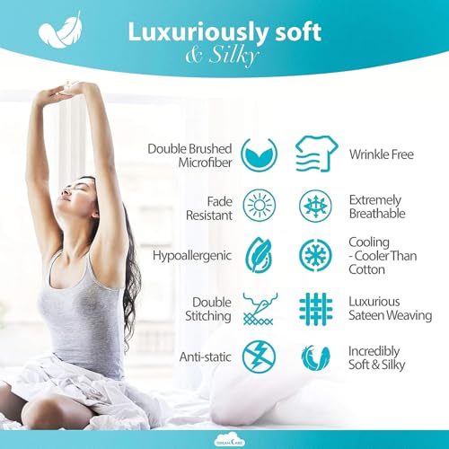 Image of DREAMCARE Full Size Sheets - 6 pcs Breathable Cooling Sheets Full Size Bed | up to 15 inch Deep Pocket Full Sheet Set with Side Pockets - Extra Soft Full Size Bed Sheets - Hotel Luxury Bed Sheets - MnrlBlue