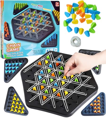 Chain Triangle Chess Game Interactive Geometric Chess Board for Kids&Adults