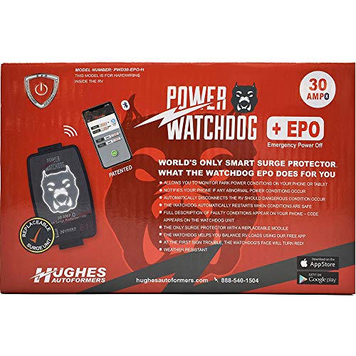 Hughes Auto Autoformers Pwd30-Epo-H Power Watchdog Smart Bluetooth Surge Protector Plus Epo With Auto Shutoff - 30 Amp Hardwire Version #TOP4