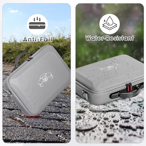 Image of Portable Carrying Case Compatible with DJI Mini 3 /Mini 4 Pro PU Leather Travel Storage Bag with Shoulder Strap Waterproof Hard Shell Bag for DJI Mini 3 Mini 4 Pro Screen Case Accessories