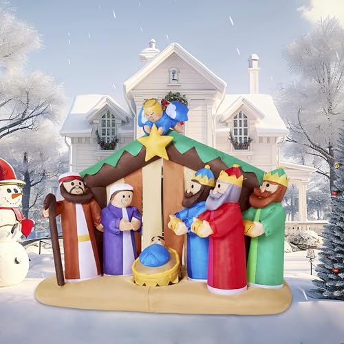 Joiedomi JOI-BW-30177-A 6.5 Ft Christmas Inflatable Nativity Scene With Angels With Build-In Leds Blow Up Inflatables For Christmas Party Indoor, Outdoor thumb #7