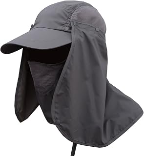 Leeko Outdoor Sun Hat, Summer UV Protection Foldable Fishing Hat with Neck Face Flap, Unisex Wide Travel Camping Hiking Fishing Cap, Dark Gray
