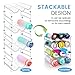 spospo Water Bottle Organizer for Cabinet, 4 Pack Water Bottle Organization and Storage Shelf, Plastic Water Bottle Holder Rack for Fridge, Kitchen, Desktop