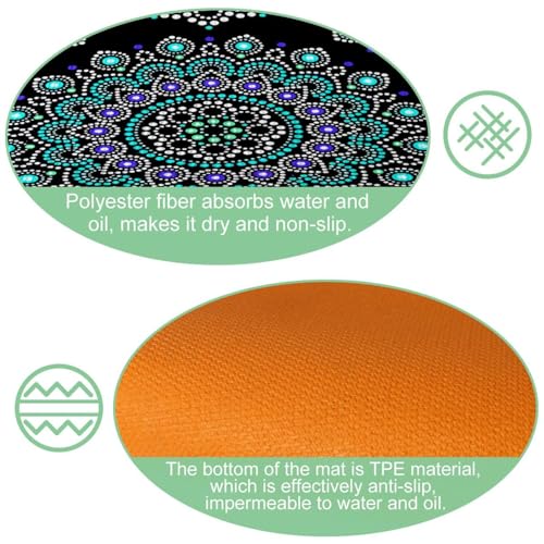 Alfombrillas de cocina con diseño de mandala circular de alta densidad 6