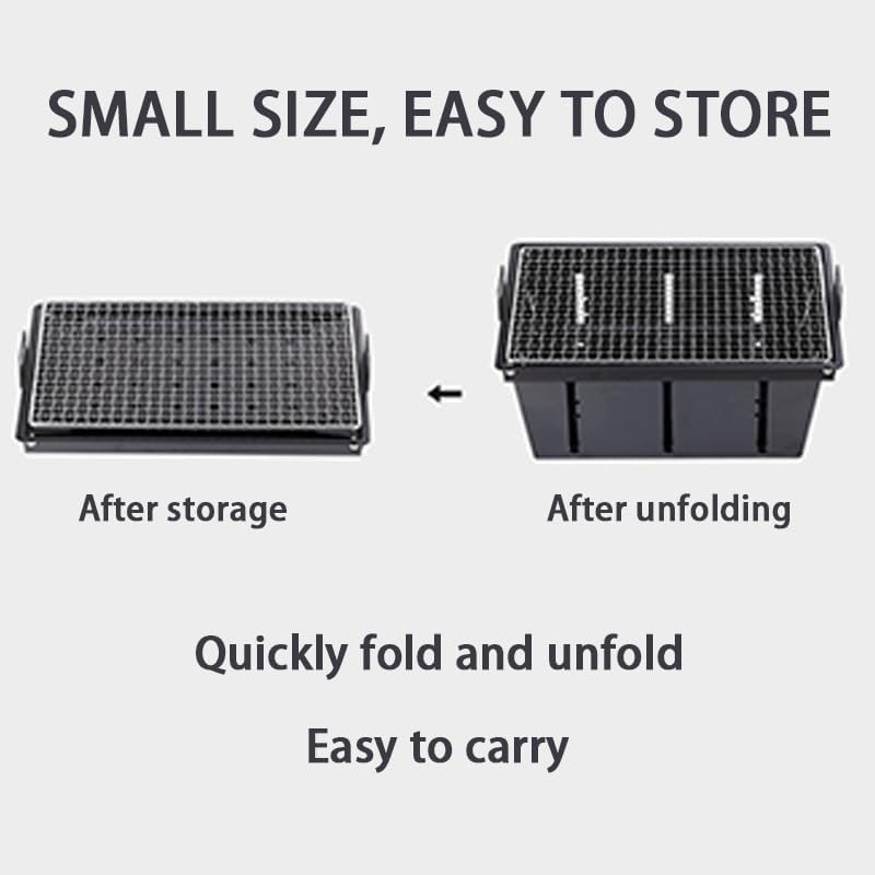 Blackdog Portable Small Grill, Outdoor Stainless Steel Charcoal Grill Used for IGT Dining Table, Easy Set Up for Outdoor Barbecues Camping Traveling Picnics Garden Beach Party - Black