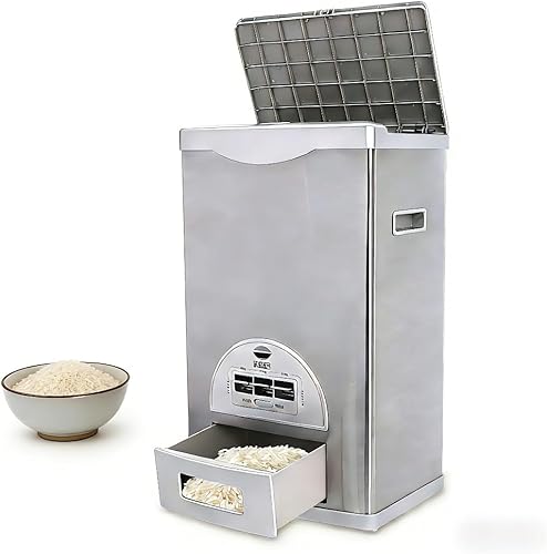 Dispensador automático de arroz, caja de almacenamiento con dispensador de granos, contenedor de almacenamiento de arroz de acero inoxidable de gran