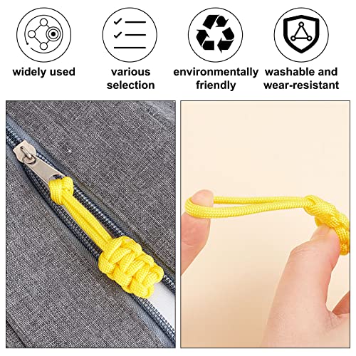 Image of GORGECRAFT 10PCS Zipper Pulls Replacement Universal Nylon Zipper Repair Kit Zipper Slider Pull Tab Zipper Fixer Metal Zipper Head Hand Woven Pull Rope Zipper Handle Cord Pull Tab for Bags, Yellow