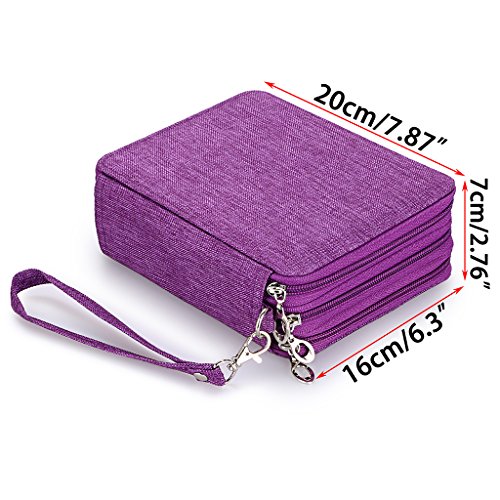 Btsky Zippered Pencil Case-Canvas 72 Slots Handy Pencil Holders For For Prismacolor Watercolor Pencils, Crayola Colored Pencils, Marco Pencils (Purple) #TOP6