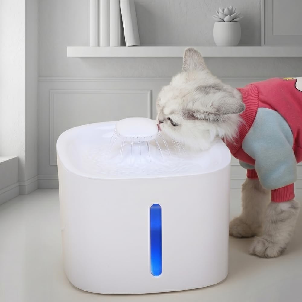 Bebedouro Pet Automático 3 Litros Cães e Gatos, Filtro Triplo, Silenciosa, Luz Noturna,