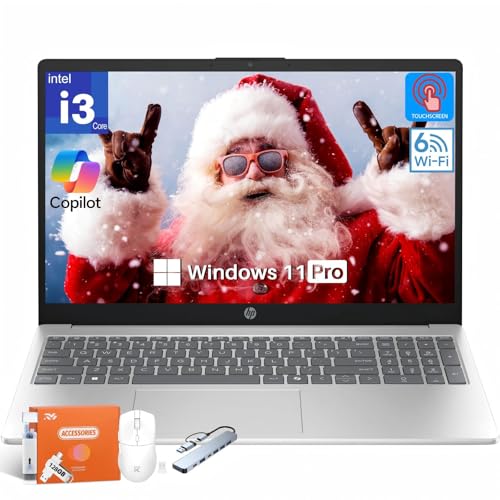 Image of HP Touchscreen Laptop, Intel 6-Core i3-1315U, 15.6'' HD Display, 64GB RAM, 1TB SSD, Windows 11 Pro, Copilot AI, Fast Charge, Wi-Fi 6, HD Camera, HDMI, HD Audio, for Student Business, w /Accessories