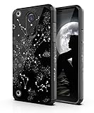 PBRO LG Stylo 4 Phone Case/LG Stylo 4 Case/LG Q Stylus Case,Cute Universe Constellation Case Dual Layer Soft Silicone & Hard Back Cover Heavy Duty PC+TPU Protective Shockproof Case for LG Stylo4 Black
