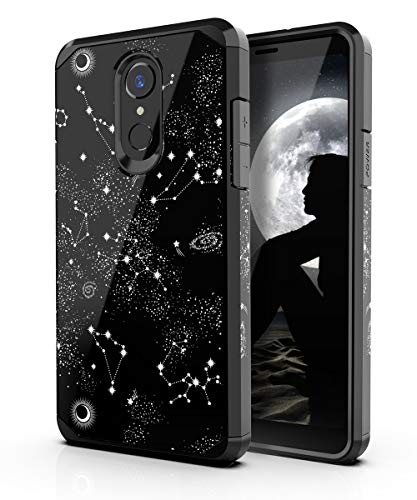 PBRO Stylo 4 Phone Case/Stylo 4 Case/Q Stylus Case,Cute Universe Constellation Case Dual Layer Soft Silicone & Hard Back Cover Heavy Duty PC+TPU Protective Case for Stylo4 Black