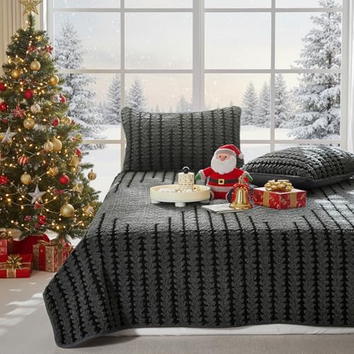 3 Pieces Luxury Velvet Boho Quilt Sets Queen Size, Lightweight