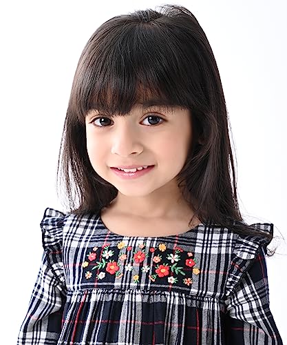 Image of Beebay Cotton Floral Embroidered Check Dress - Red (232005)