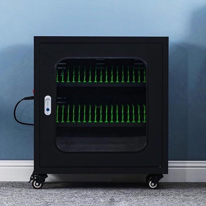 Cell Phone Locker Box for Classroom with Door Locks and Keys Clear Acrylic Jail Storage Cabinet，40-Slot Portable Cell Phone Charging Station Lockers, USB Charging Cabinet for Mobile Phones,