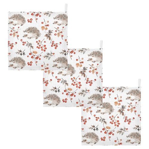 Image of vvfelixl Forest Hedgehog Baby Burp Cloths Baby Muslin Washcloths for Boys Girls Cotton Babys Face Towel for Newborn Infants Soft and Absorbent 11.8 X 11.8 in, 5 Pack