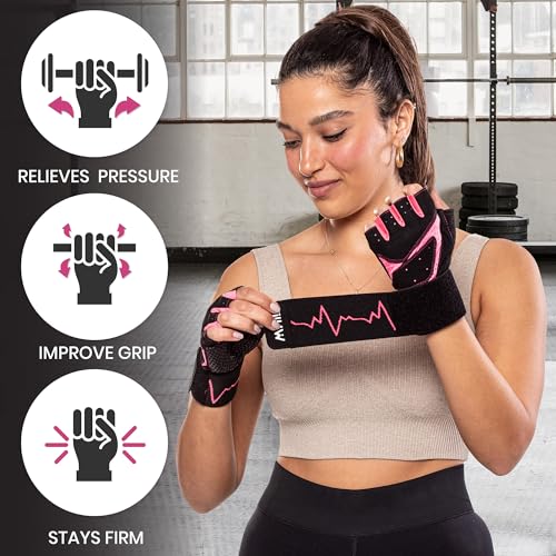 MhIL Workout Gloves for Women – Breathable Gym Gloves for Women with Palm Protection and Enhanced Grip – Padded Weight Lifting Glove for Womens with Wrist Wraps Support Weightlifting Exercise Cycling2