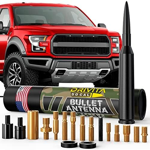 Antena de 50 Cal Bullet fabricada en Estados Unidos para Ford F150F250F350Ford RaptorBronco-TrucksAccesorios de coches, compatible con todos los