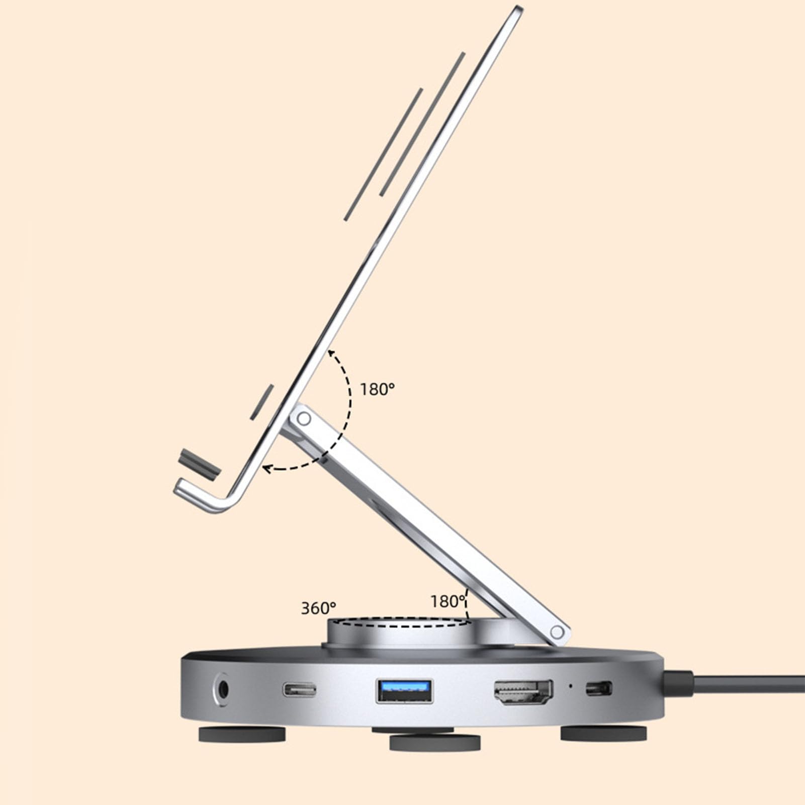 Estación de acoplamiento USB C giratoria de 360 ​​° para Pro, soporte de estación de acoplamiento para tableta 11 en 1 Soporte para tableta con concentrador USB C