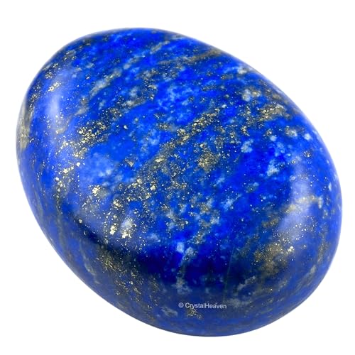 Image of Crystal Heaven Certified Lapis Lazuli Crystal Palm Pebbles Stones For Anxiety Stress Relief Massage- Aaa Grade Original Healing Gemstone Agate Palm Stone For Yoga Meditation Spiritual Reiki Feng Shui