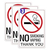3 x No Smoking No Vaping Sticker Sign -7x10 inch – Premium Self-Adhesive Vinyl, Laminated for Ultimate UV Protection, Weather, Scratch, Water & Fade Resistance, Indoor & Outdoor