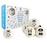 Organic Wool Dryer Balls: Eco-Friendly & Chemical-Free | Our Anti-Entanglement Reusable Balls Eliminate Wrinkle Static | 6-Pack XL Dryer Balls for Laundry is Made with New Zealand Wool (Dog)