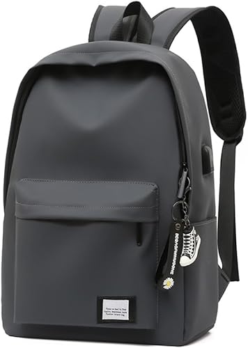 Mochila estética para laptop con bonitos accesorios, bolsa de computadora kawaii, puerto de carga USB, para hombres y mujeres de 15.6 pulgadas,