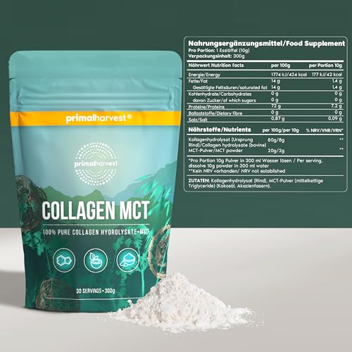 MCT Collagen Pulver von Primal Harvest - Bioaktives Premium Collagen Complex, nachhaltige Grasfütterung, Kollagen Hydrolysat, Geschmacksneutral, optimale Löslichkeit 2