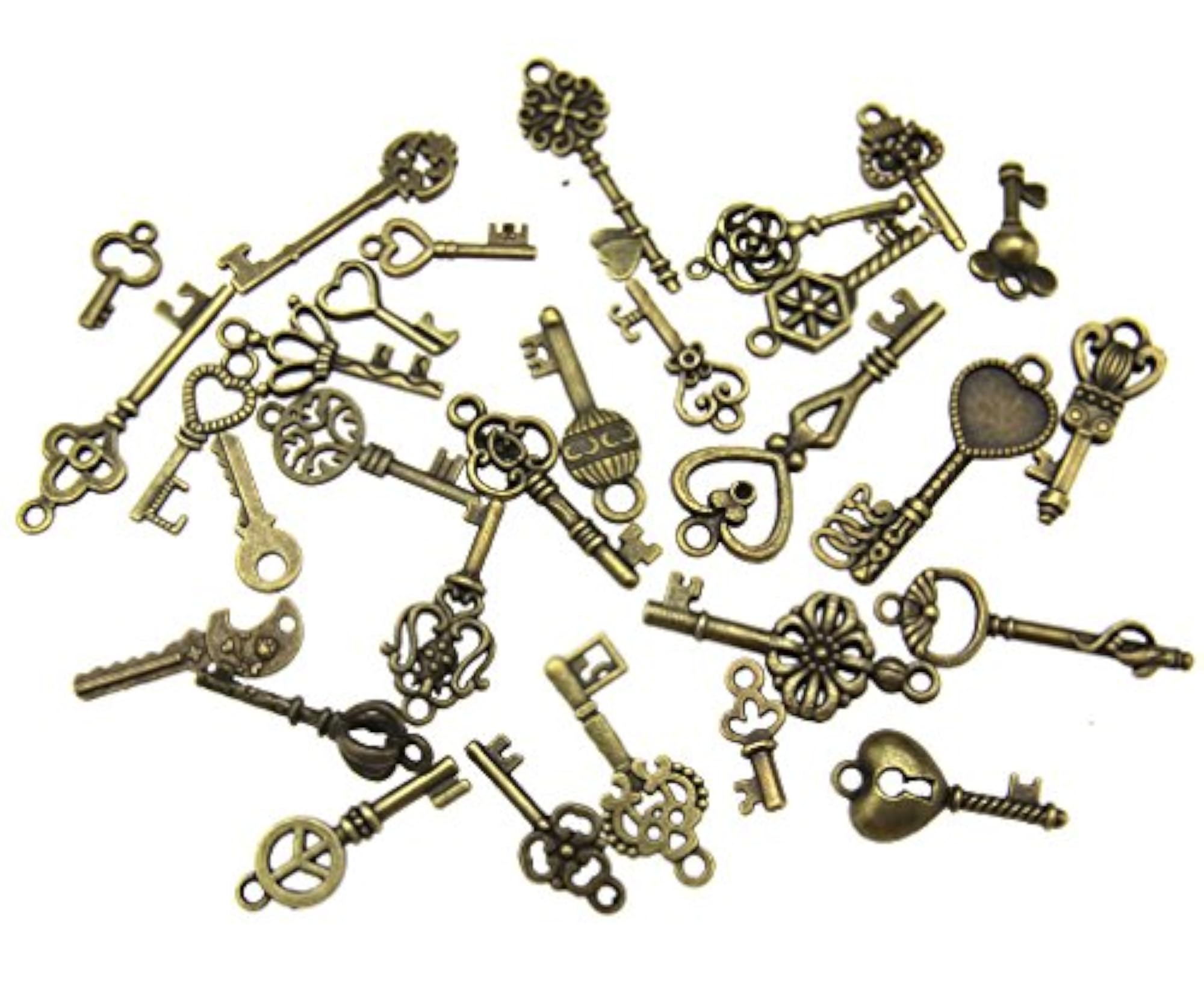 70pcs Antique Vintage Bronze Key Pendants for Crafting