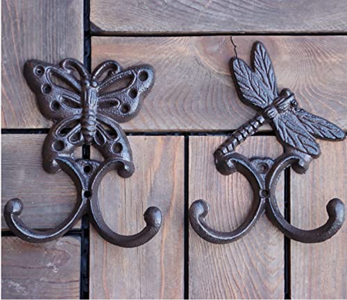 CZOOR Europäische pastorale gusseiserne Libelle Schmetterlingshaken Gartenhaken Gartenarbeit manuelles Gießen eines Doppelhakens Cover