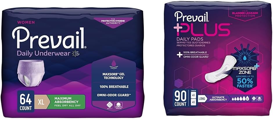 Prevail Proven | X-Large Pull-Up | Womenâ€™s Incontinence Protective Underwear & Plus | Long Length Incontinence Bladder Control Pads | Ultimate Absorbency | 90 Count (2 Packs or 45)