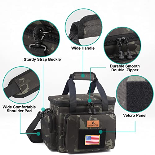Hshrish Tactical Large Lunch Box, Insulated Lunch Bags For Men, Heavy Duty Leakproof Lunch Cooler Bag With Shoulder Strap Lunch Pail For Work Camping Picnic Outdoor Day Trips (Black-Camo, 12L) #TOP3