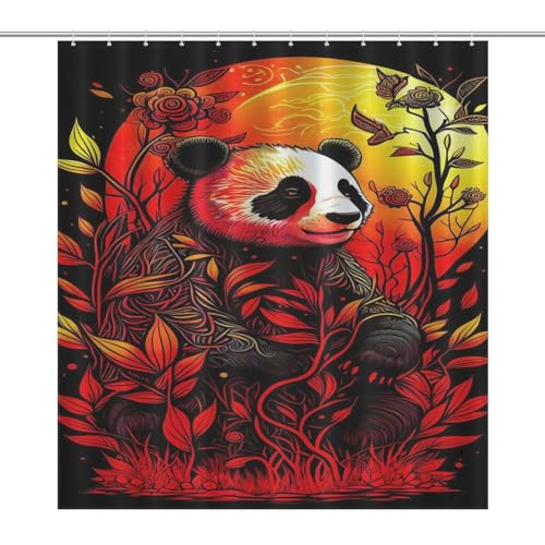 Rideau de douche imperméable lavable en machine motif panda - 7