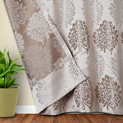 Image of Homestan Jacquard Woven Long Door Curtains 9 Feet Long Set of 2 for Home Decor (9 X 4 Feet, Light Brown)