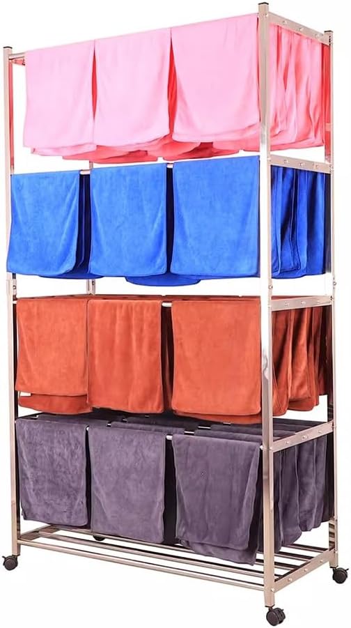 Foldable Space-Saving Clothes Rack Floor-Standing Clothes Rack Tripod Portable Rotating Clothes Rack，Stainless Steel Towel Hanger Rack - Indoor/Outdoor Clothes Drying Stand with Wheels, Vers