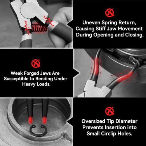 Image of GRENPRO 7-Inch 4-in-1 Snap Ring Plier Set, Internal External Circlip Pliers