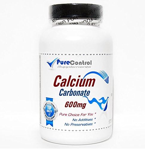 Calcium Carbonate 600mg // 200 Capsules // Pure // by PureControl Supplements